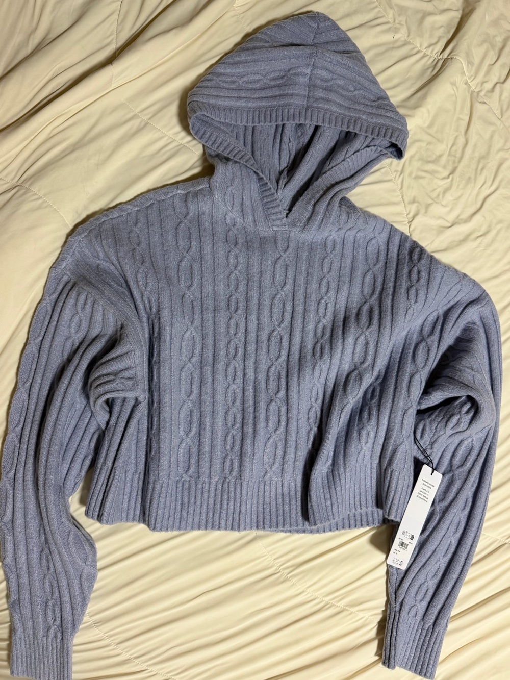 ALO Yoga Cable-Knit winter bliss hoodie winter frost Medium